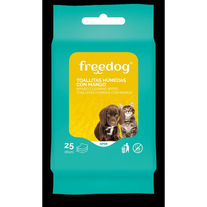 Freedog Toallitas Humedas Mango Pocket 25 Ud 18x20 cm