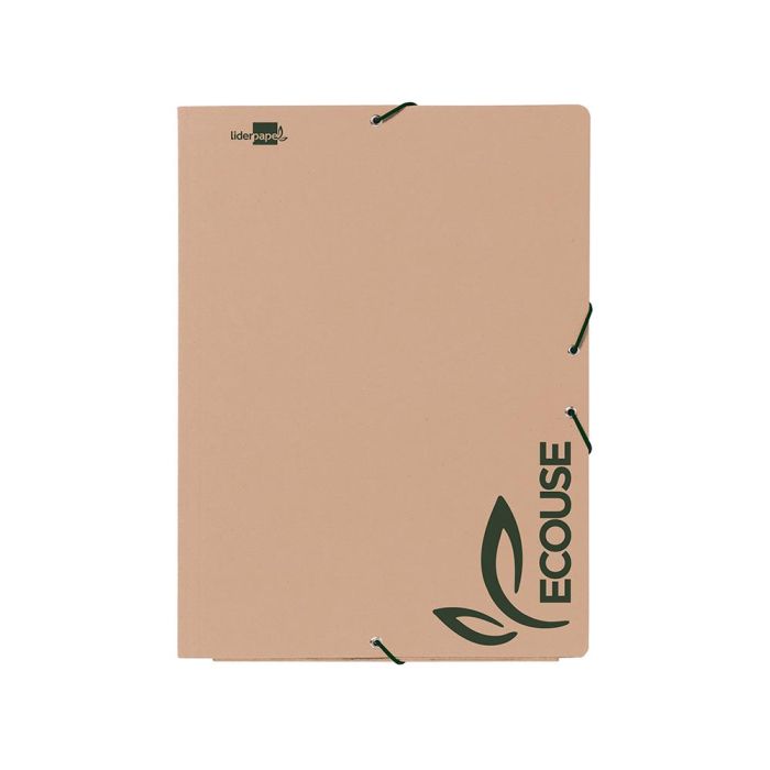 Carpeta Liderpapel Gomas Din A4+ 3 Solapas Ecouse Cartulina 400 gr-M2 Color Kraft Marron 1