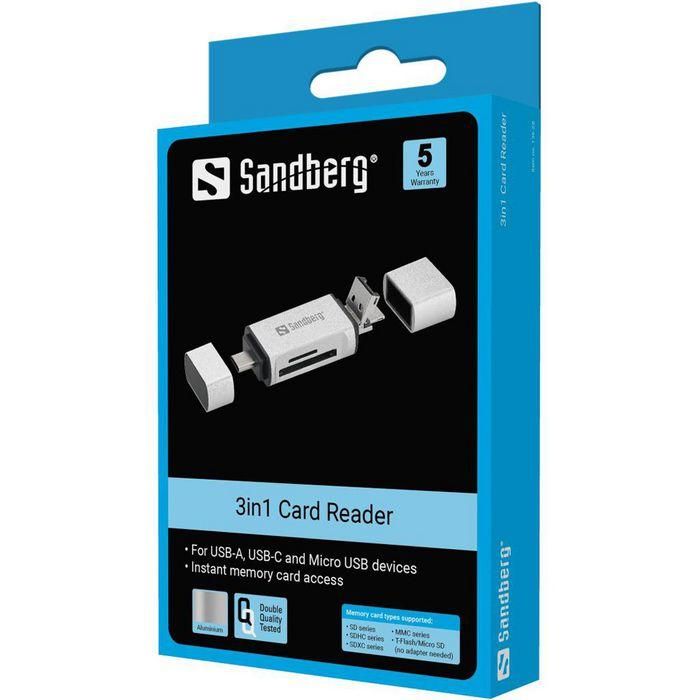 Sandberg Card Reader USB-C+USB+MicroUSB 1 Sandberg Card Reader USB-C+USB+MicroUSB 1