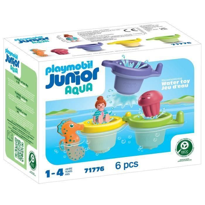 PLAYMOBIL 71776 Vasos Flotantes Junior Aqua para Baño Bebés +12 meses con Ducha y Lluvia Apilables