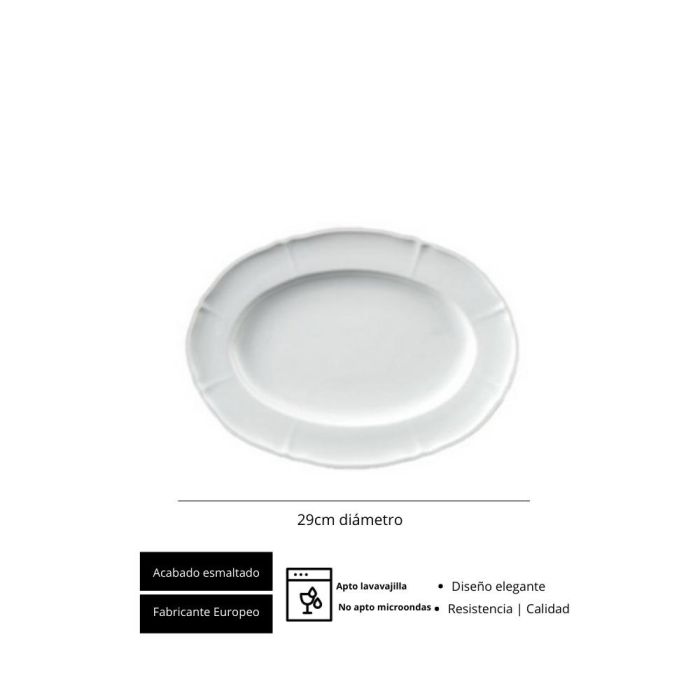 LANGENTHAL BARROCO Fuente Oval de Vajilla 29x22 cm, Colección Grabada, Apta para Alimentos (Set de 6)