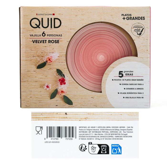 Quid Vajilla Cerámica Velvet 18 Piezas - 6 Personas Rosa Brillante Apto Microondas y Lavavajillas 1 Quid Vajilla Cerámica Velvet 18 Piezas - 6 Personas Rosa Brillante Apto Microondas y Lavavajillas 1