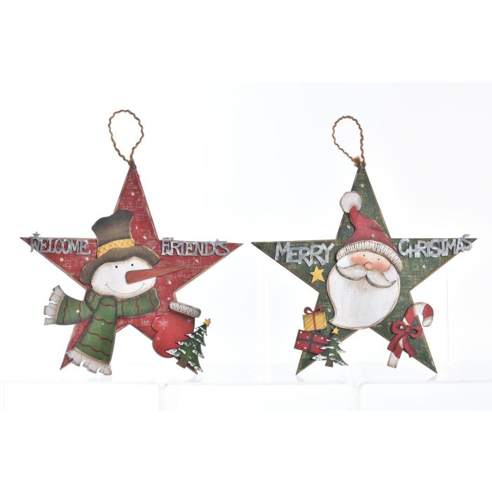 Decoracion Colgante Navidad Tradicional DKD Home Decor Rojo Verde 3.5 x 29 x 30.5 cm (6 Unidades)