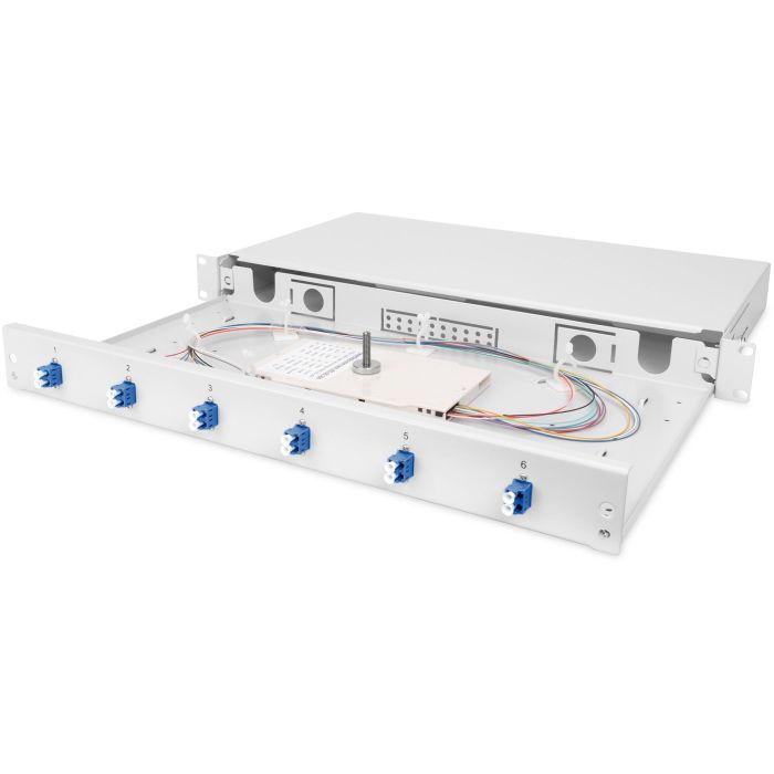 DIGITUS LWL Spleißbox 1HE bestückt 6x LC DX OS2 grau 1