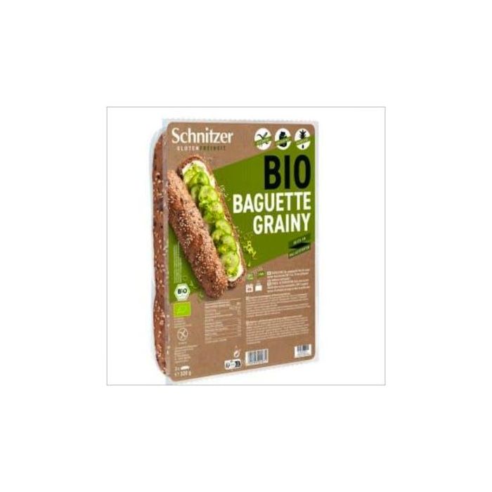 SCHNITZER Pan Baguette Semillas Grainy Bio Sin Gluten 320g - Horneado tierno y aromático con lino y sésamo