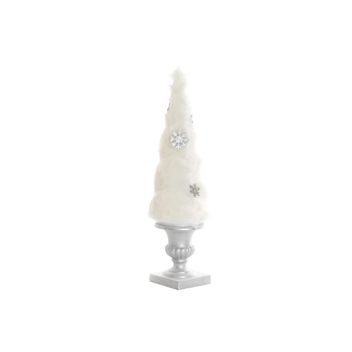 Cono Navidad Moderna DKD Home Decor Blanco Plateado 52.5 x 14 cm