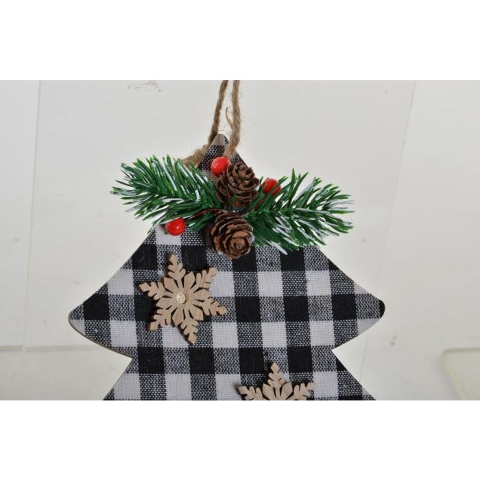 Decoracion Colgante Navidad Alpina DKD Home Decor Negro Blanco 0.5 x 25 x 23 cm (6 Unidades) 1