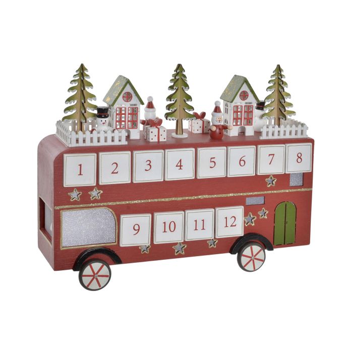 Calendario Adviento Navidad Tradicional DKD Home Decor Rojo Blanco 10 x 25 x 31.5 cm