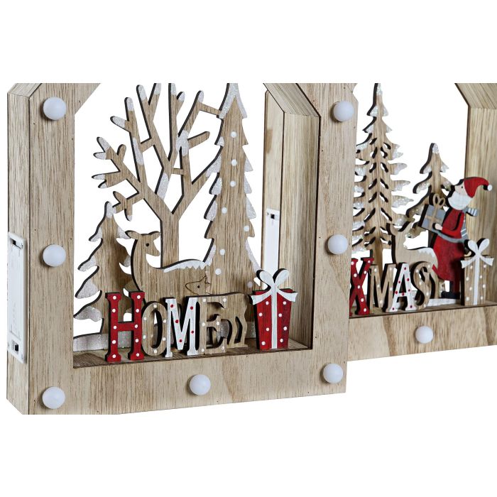 Decoracion Luminosa Navidad Alpina DKD Home Decor Marron Blanco 6.5 x 30 x 20 cm (2 Unidades) 2