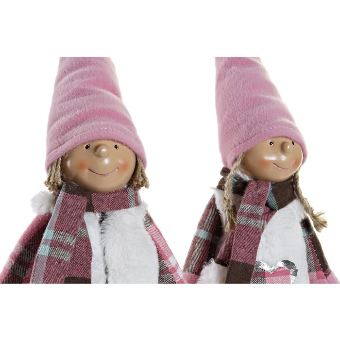 Figura Navidad Fantasia DKD Home Decor Rosa Blanco 12 x 42 x 15 cm (2 Unidades) 1 Figura Navidad Fantasia DKD Home Decor Rosa Blanco 12 x 42 x 15 cm (2 Unidades) 1
