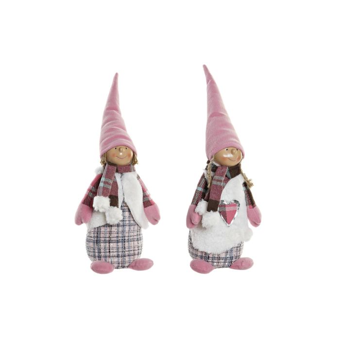 DKD Home Decor Figura de Navidad Fantasía Niña Poliéster Rosa Blanco 42 cm (2 Unidades) DKD Home Decor Figura de Navidad Fantasía Niña Poliéster Rosa Blanco 42 cm (2 Unidades)