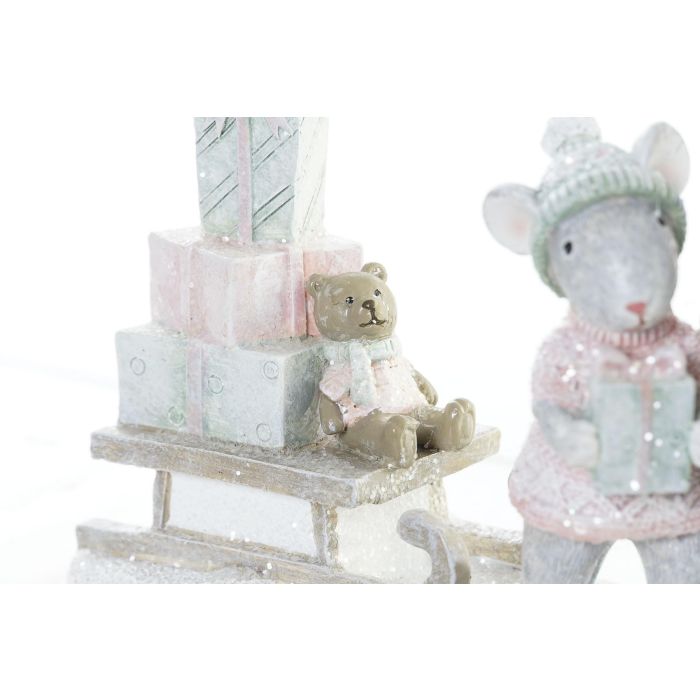 Figura Navidad Fantasia DKD Home Decor Rosa Blanco 6 x 11 x 16 cm 2