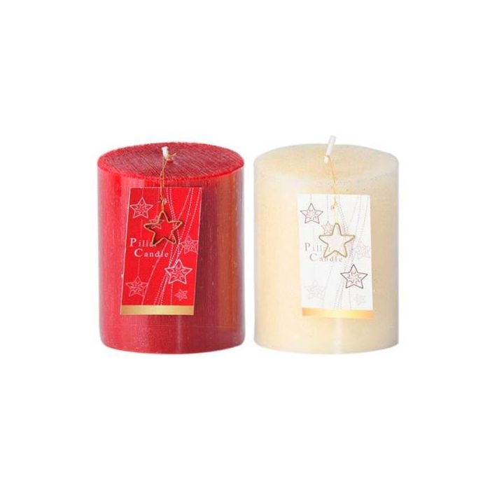 Vela Navidad Tradicional DKD Home Decor Blanco Rojo 9 x 10 x 9 cm (2 Unidades)