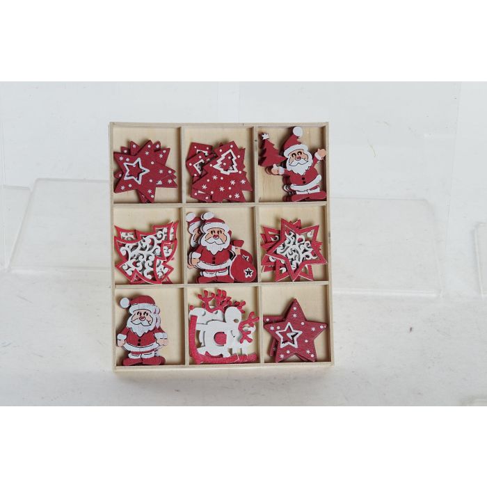 Decoracion Navidad Tradicional DKD Home Decor Rojo Blanco 4 x 0.2 x 4 cm Set de 36 (12 Unidades) 2