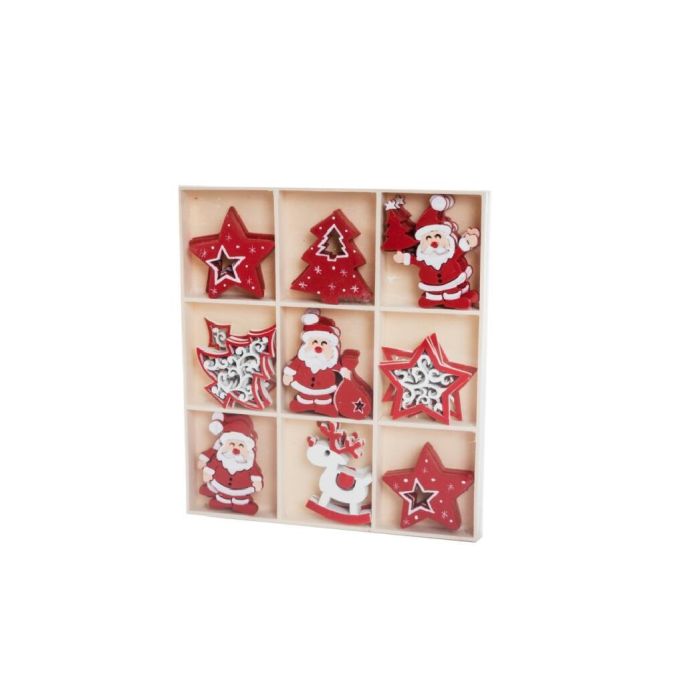 Decoracion Navidad Tradicional DKD Home Decor Rojo Blanco 4 x 0.2 x 4 cm Set de 36 (12 Unidades)