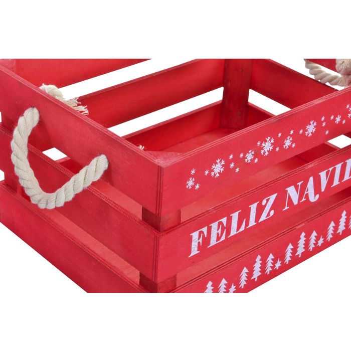 Caja Navidad Tradicional DKD Home Decor Rojo Blanco 30 x 20 x 40 cm Set de 3 (4 Unidades) 1