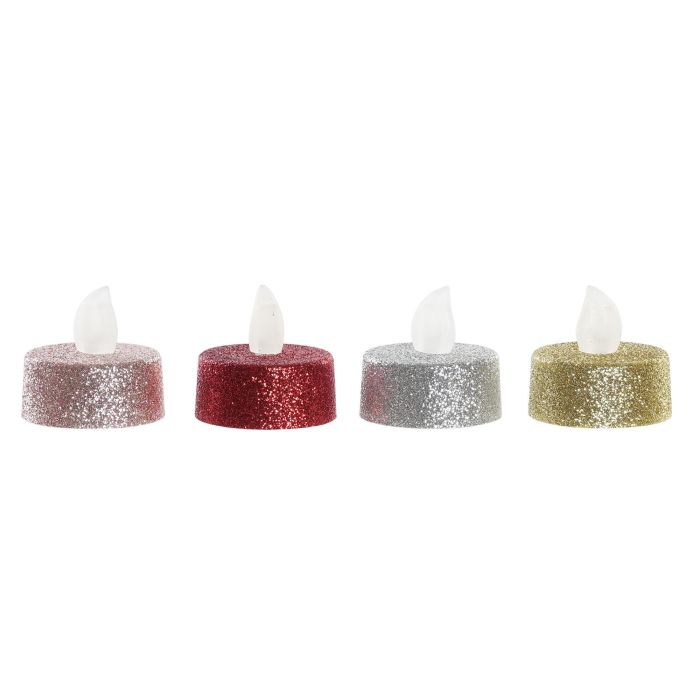 Vela Led Navidad Fantasia DKD Home Decor Rosa Rojo 4 x 5 x 4 cm Set de 4 (4 Unidades) 1