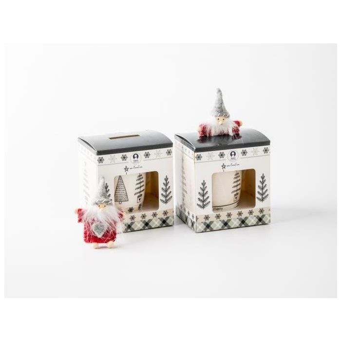 Mug Navidad Moderna DKD Home Decor Blanco Negro 8 x 10 x 12 cm Set de 2 (2 Unidades) 2