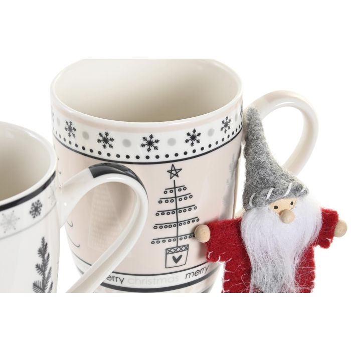 Mug Navidad Moderna DKD Home Decor Blanco Negro 8 x 10 x 12 cm Set de 2 (2 Unidades) 3