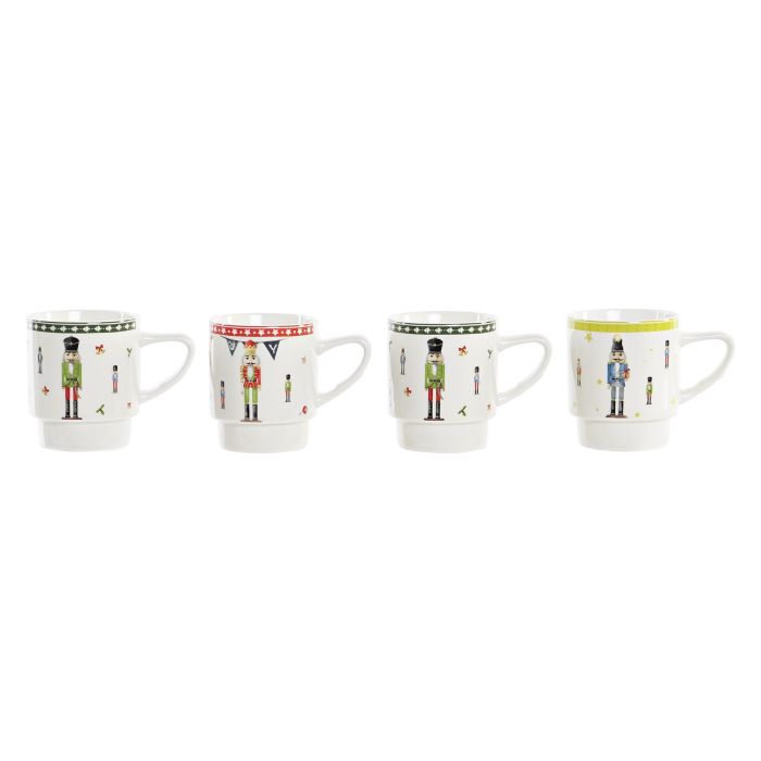 Mug Navidad Fantasia DKD Home Decor Multicolor Blanco 12 x 36 x 12 cm Set de 4 1