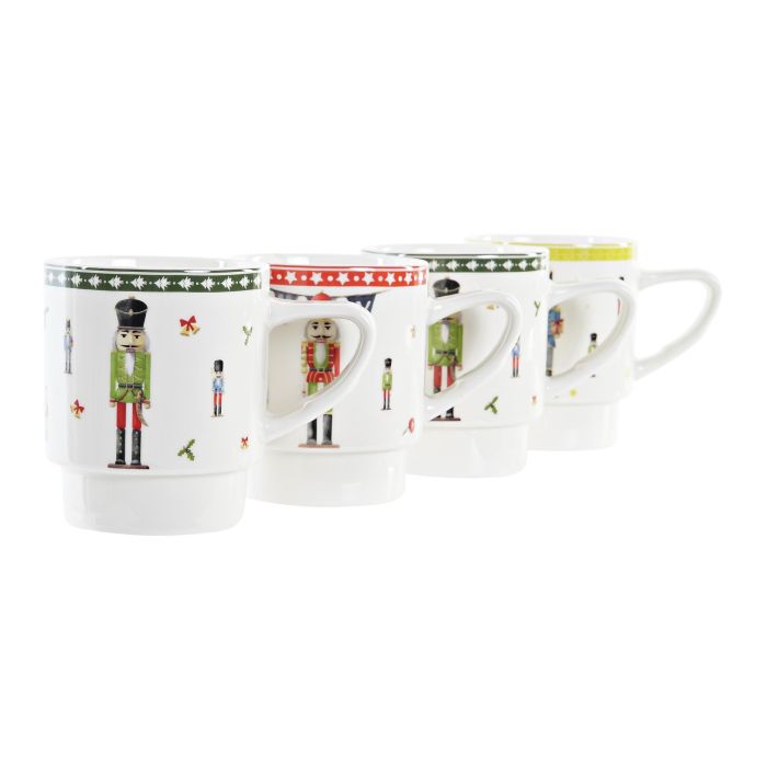 Mug Navidad Fantasia DKD Home Decor Multicolor Blanco 12 x 36 x 12 cm Set de 4 2