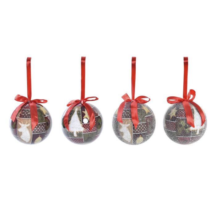 Bola Decoracion Navidad Alpina DKD Home Decor Rojo Marron Oscuro 25 x 16 x 25 cm Set de 14