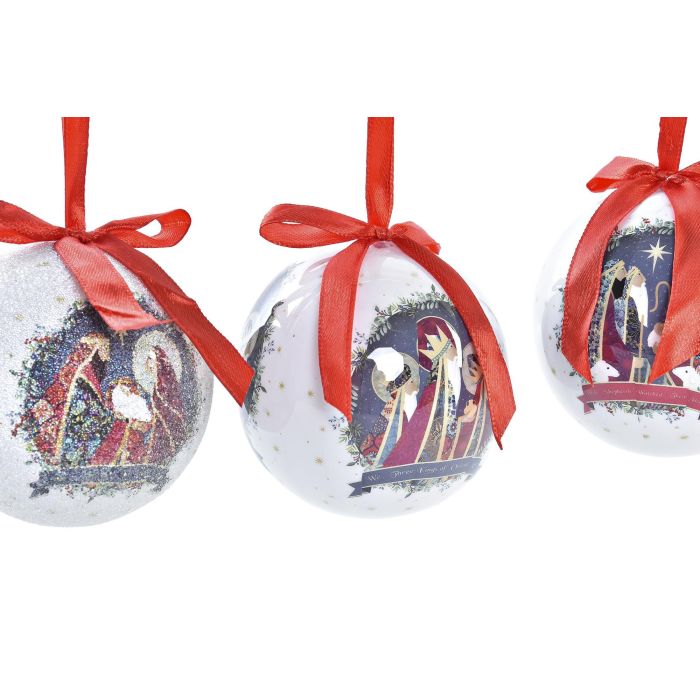 Bola Decoracion Navidad Tradicional DKD Home Decor Blanco Rojo 25 x 16 x 25 cm Set de 14 1