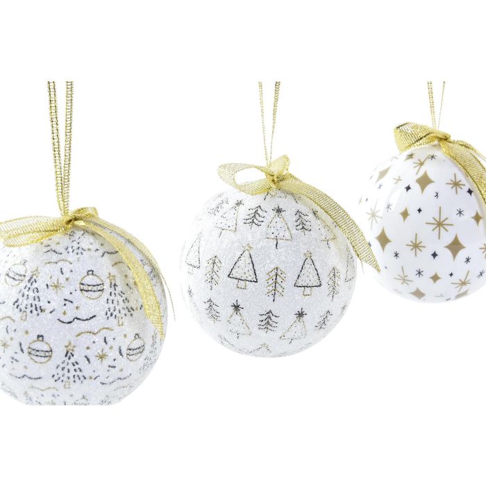 Bola Decoracion Navidad Moderna DKD Home Decor Blanco Dorado 25 x 16 x 25 cm Set de 14 1