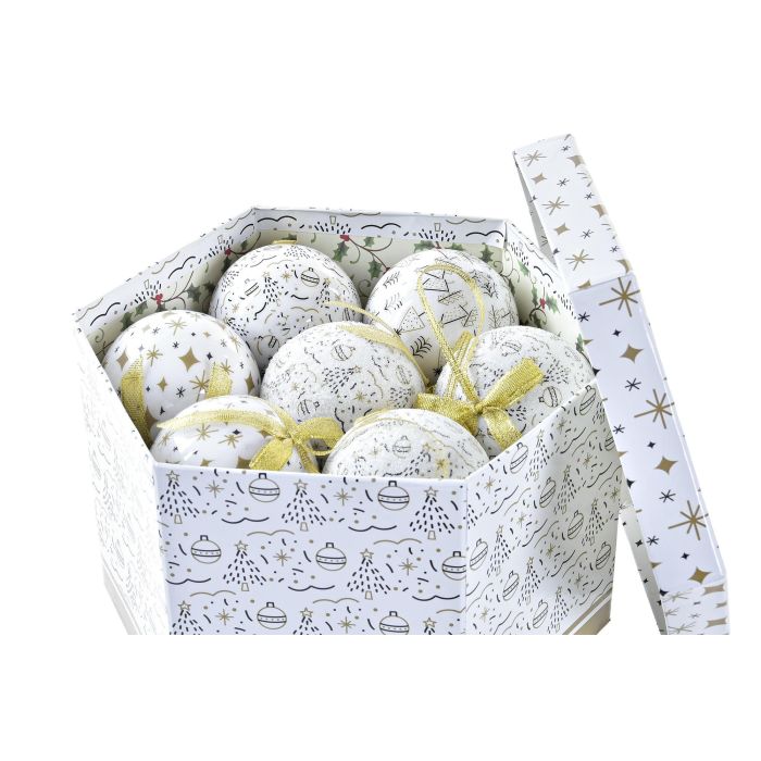 Bola Decoracion Navidad Moderna DKD Home Decor Blanco Dorado 25 x 16 x 25 cm Set de 14 2