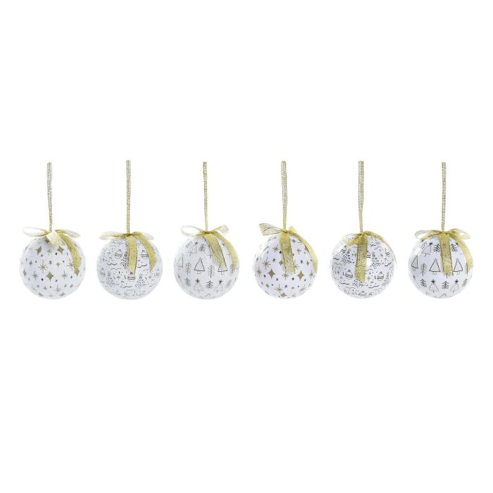 Bola Decoracion Navidad Moderna DKD Home Decor Blanco Dorado 25 x 16 x 25 cm Set de 14