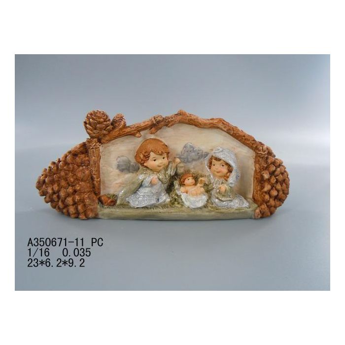 Nacimiento Navidad Tradicional DKD Home Decor Marron Plateado 6.2 x 9.2 x 23 cm