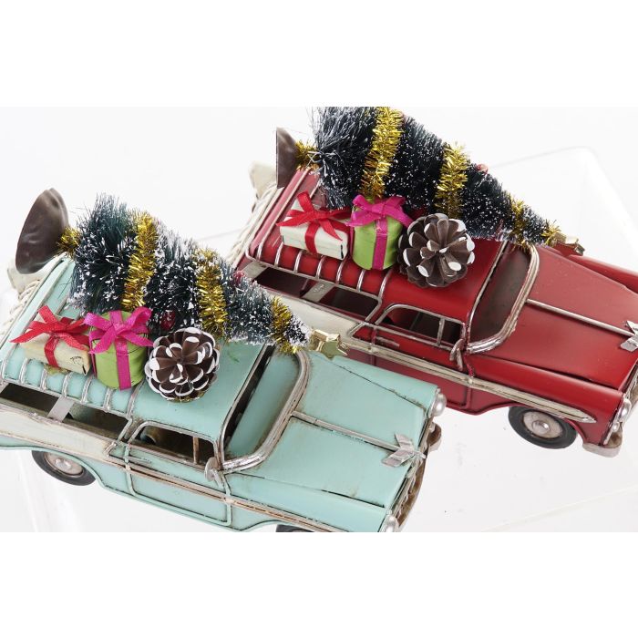 Vehiculo Decoracion Navidad Tradicional DKD Home Decor Rojo Azul 8 x 10 x 16.5 cm (2 Unidades) 2