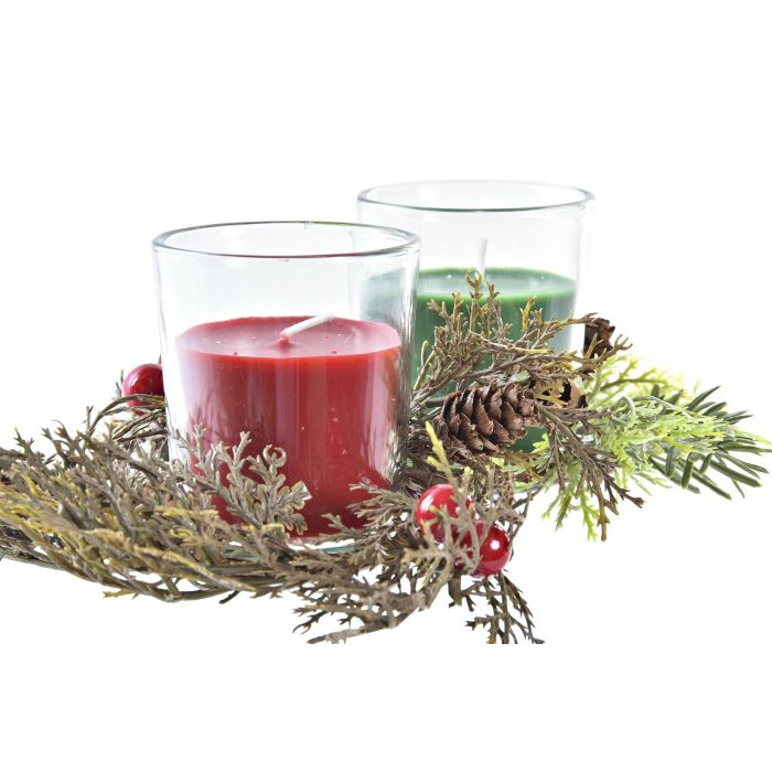 Vela Navidad Tradicional DKD Home Decor Verde Rojo 5.5 x 6 x 5.5 cm Set de 2 (2 Unidades) 3