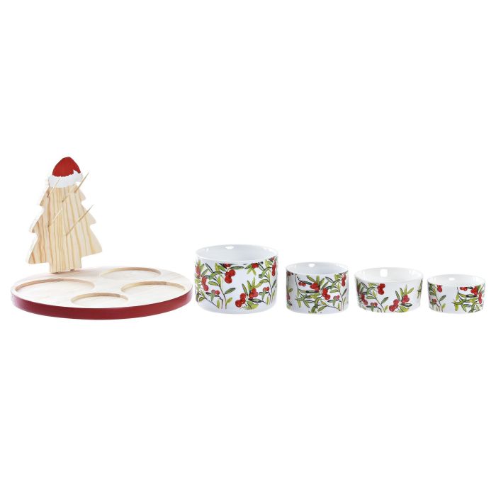 Aperitivo Navidad Tradicional DKD Home Decor Rojo Blanco 22 x 15 x 22 cm Set de 5 2