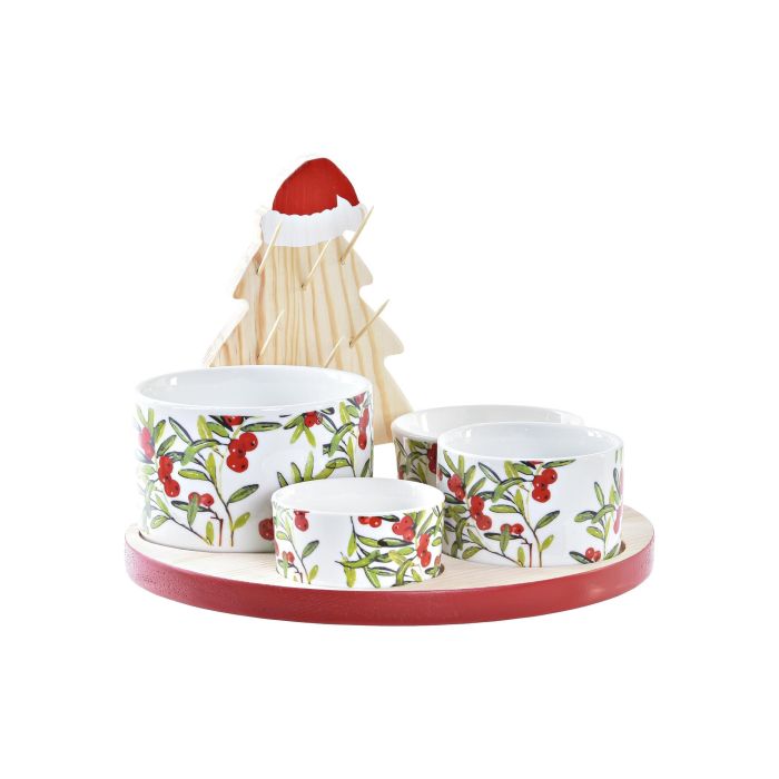 Aperitivo Navidad Tradicional DKD Home Decor Rojo Blanco 22 x 15 x 22 cm Set de 5