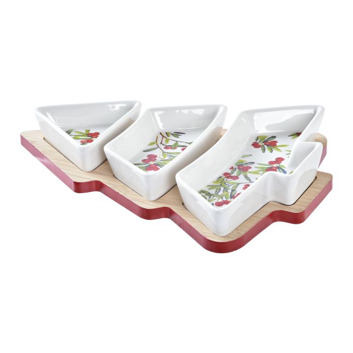 Aperitivo Navidad Tradicional DKD Home Decor Rojo Blanco 27 x 3.8 x 20 cm Set de 4