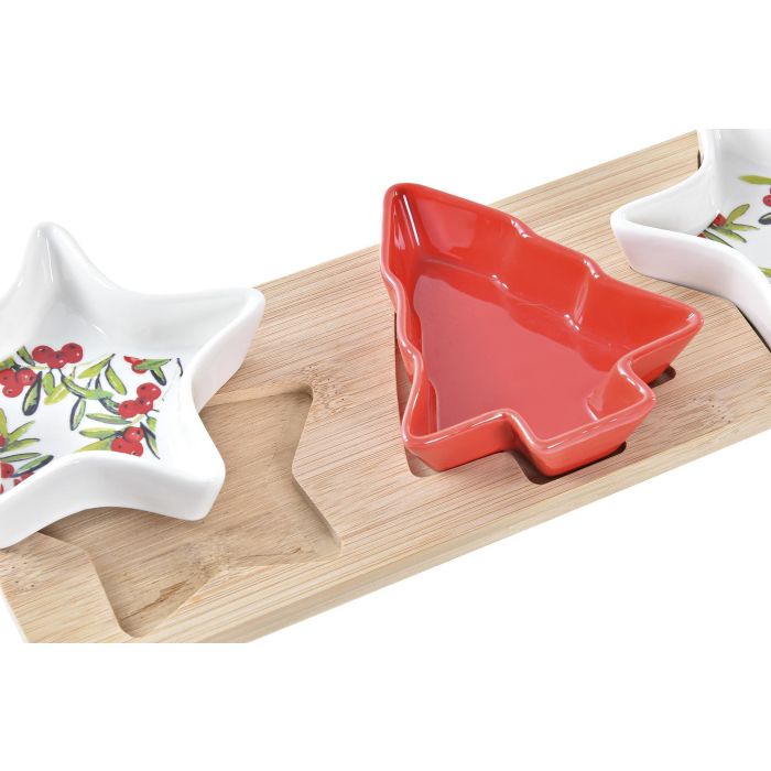 Tabla Aperitivo Navidad Tradicional DKD Home Decor Rojo Natural 11.6 x 3.3 x 33 cm Set de 4 1