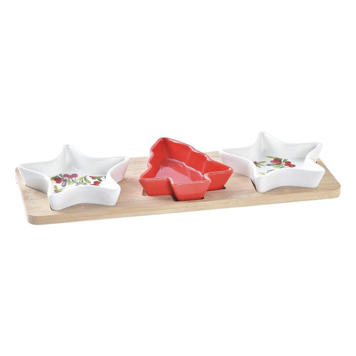 Tabla Aperitivo Navidad Tradicional DKD Home Decor Rojo Natural 11.6 x 3.3 x 33 cm Set de 4