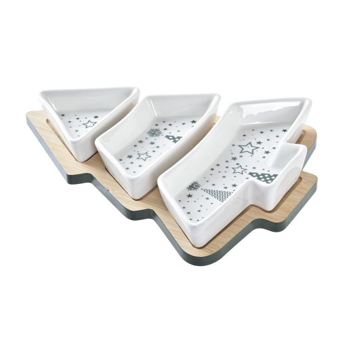 Aperitivo Navidad Tradicional DKD Home Decor Verde Blanco 27 x 3.8 x 20 cm Set de 4