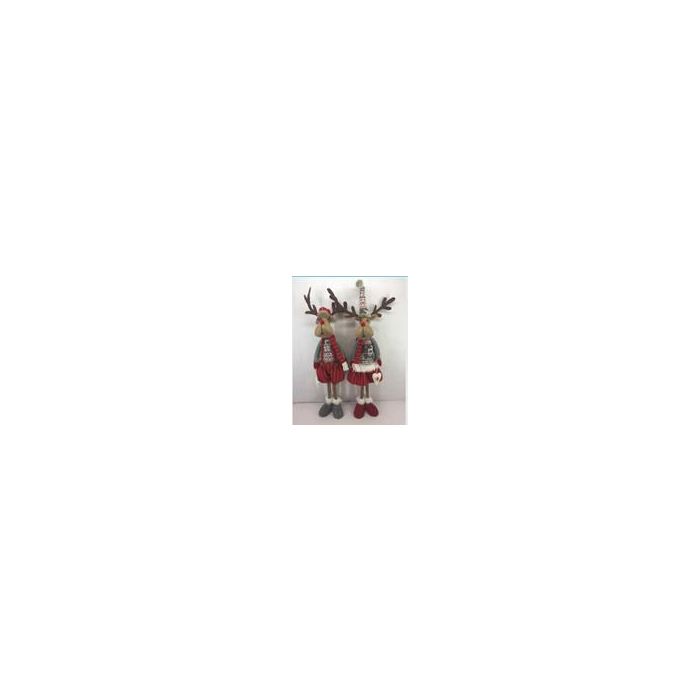 Figura Navidad Tradicional DKD Home Decor Rojo Blanco 10 x 58 x 20 cm (2 Unidades)