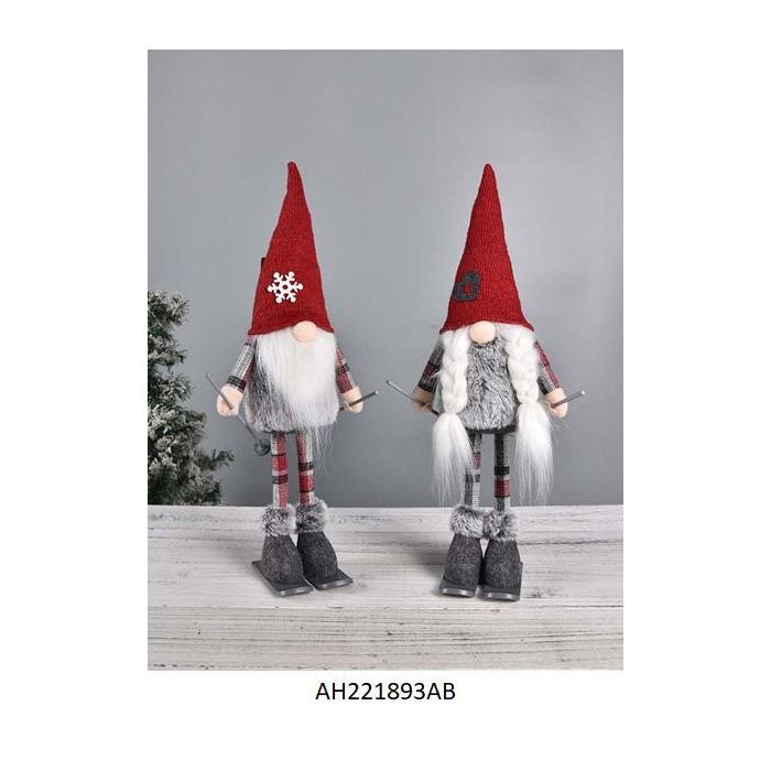 Figura Navidad Tradicional DKD Home Decor Gris Rojo 12 x 46 x 16 cm (2 Unidades)