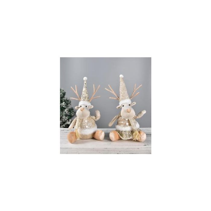 Figura Navidad Moderna DKD Home Decor Marron Blanco 18 x 38 x 19 cm (2 Unidades)