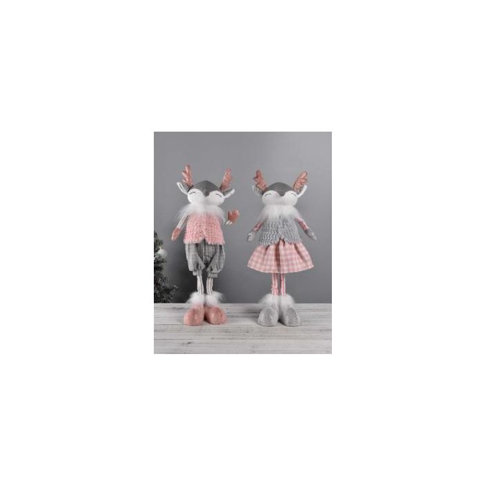 Figura Navidad Fantasia DKD Home Decor Rosa Gris 11 x 49 x 15 cm (2 Unidades)