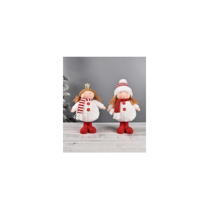 Figura Navidad Tradicional DKD Home Decor Rojo Blanco 11 x 28 x 17 cm (2 Unidades)