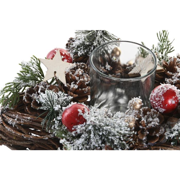 Portavela Navidad Tradicional DKD Home Decor Rojo Natural 25 x 10 x 25 cm 2