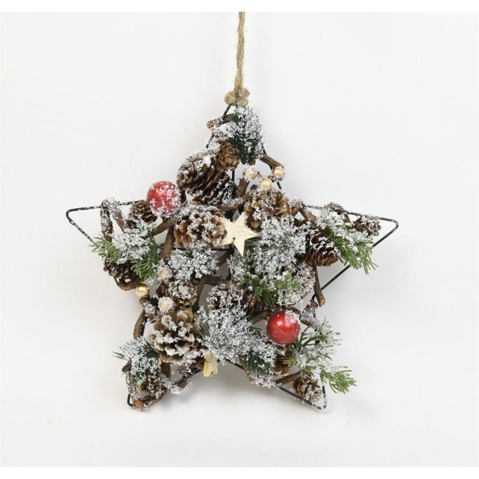 Decoracion Colgante Navidad Tradicional DKD Home Decor Natural Verde 24 x 7 x 24 cm