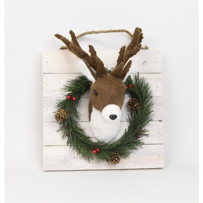 Decoracion Pared Navidad Alpina DKD Home Decor Marron Blanco 16 x 29 x 25 cm