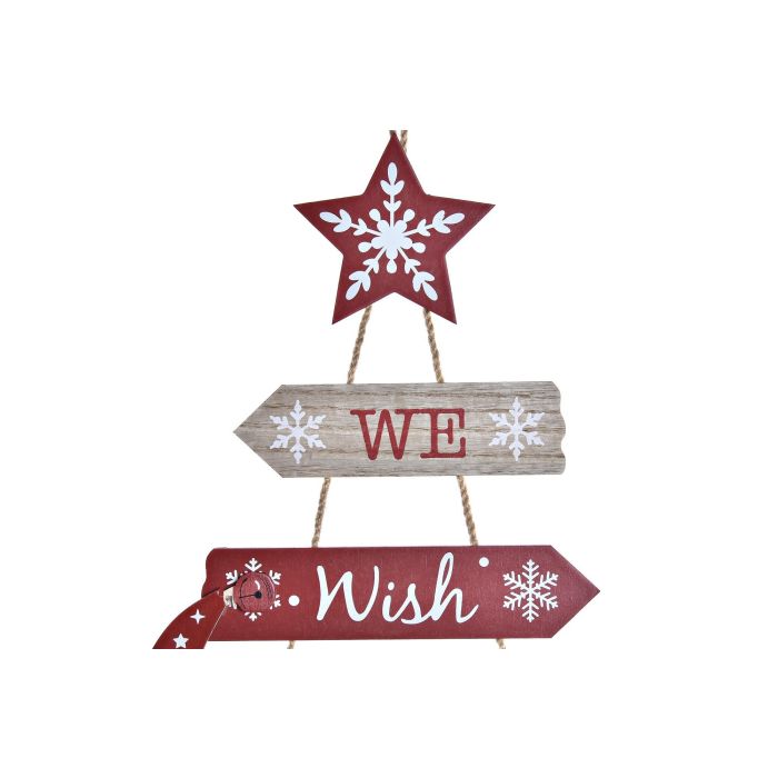 Decoracion Colgante Navidad Tradicional DKD Home Decor Rojo Natural 1 x 50 x 32 cm (6 Unidades)