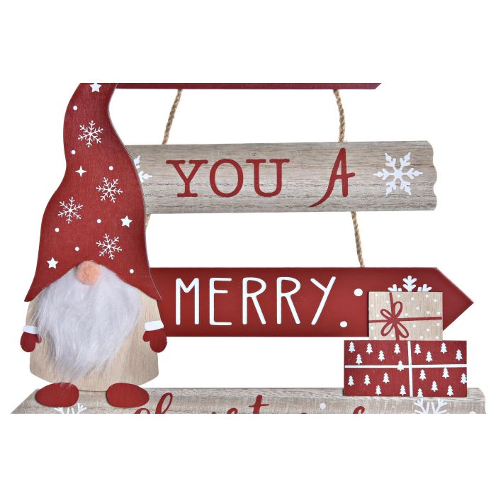 Decoracion Colgante Navidad Tradicional DKD Home Decor Rojo Natural 1 x 50 x 32 cm (6 Unidades)