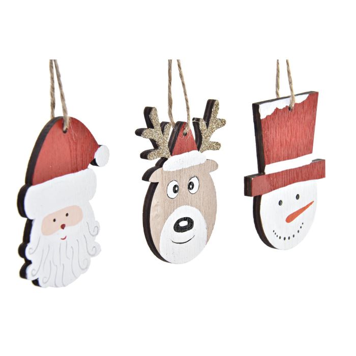 Decoracion Colgante Navidad Tradicional DKD Home Decor Rojo Blanco 1.5 x 8 x 21.2 cm Set de 3 1